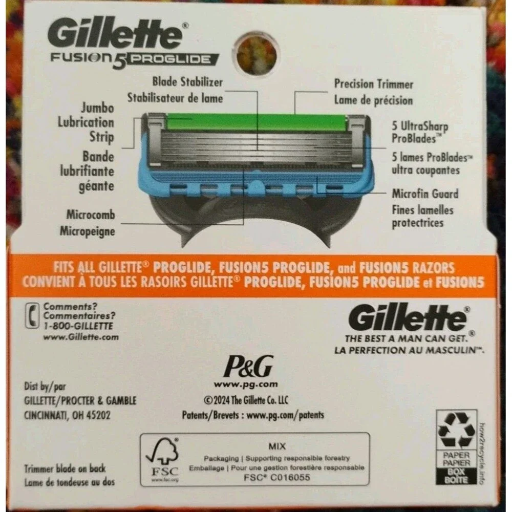 3 Gillette Fusion 5 Proglide Blade Refills - 12 Cartridges Total